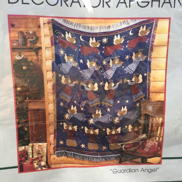 Crown Crafts Other - Guardian Angel Throw Crown Crafts Afghan Blanket Cotton 48” x 60” New USA